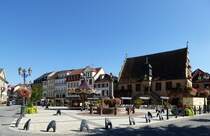 Molsheim im Elsa, Blick ber den Marktplatz, Sept.2015