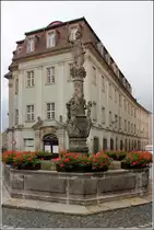 Zittau. Der Rolandbrunnen steht auf dem Markt vor dem ehemaligen Amtsgericht. 21.06.2016