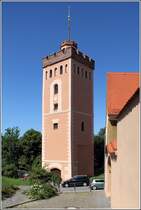 Kamenz. Der Rote Turm ist der Rest des Pulsnitzer Tores in der ehemaligen Stadtmauer. 24.06.2016