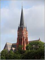 Grlitz. Die Kathedrale St. Jakobus wurde 1900 eingeweiht. Hier ein Blick auf Turm und Dach vom Bahnhof aus. 20.06.2016