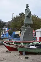 MINDELO (Concelho de S�o Vicente), 23.03.2016, Statue Diogo Afonsos, der als  Entdecker  der Insel S�o Vicente gilt
