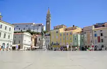 Tartiniplatz in Piran. Aufnahme: 25. Juli 2016.