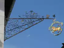 Wirtshausschild Gasthof zur Post; Marktgemeinde Lofer; Pinzgauer Saalachtal, Bezirk Zell am See, Bundesland Salzburg, 24.07.2016
