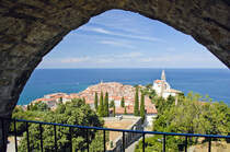 Piran von der Stadtmauer aus gesehen. Aufnahme: 26. Juli 2016.