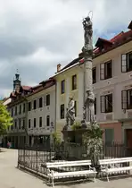 Skoja Loka, die barocke Mariens�ule auf dem Stadtplatz, 1751 errichtet, Juni 2016