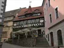 Beliebtes Wein-Restaurant  Vincenz Richter  mit Spruch:  Sch�ne Frauen, die macht der Herrgott allein. Sch�ne H�user und Wein m�ssen von Menschenhand geschaffen sein.  Mei�en, 28.09.2016
