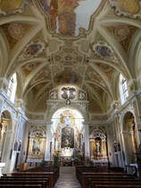 Mori, barocker Innenraum der Pfarrkirche St. Stefano, erbaut im 18. Jahrhundert (07.10.2016)