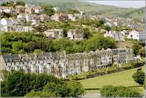 Ilfracombe. Blick vom Hillsborough auf die Kleinstadt an der Nordkste Devons. 
Scan eines Fotos vom Sommer 2002. 