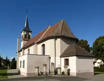 Plobsheim, die katholische Kirche St.Peter und Paul, Okt.2016