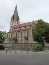 M�hringen, Ev. St. Martin Kirche, erbaut 1852 bis 1855 durch Christian Friedrich Leins, neugotischer Kirchenbau (05.06.2016)