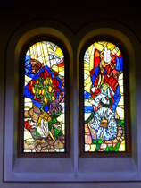 Ihringen, Fenster von 1976-78 in der evangelischen Kirche, geschaffen von Valentin Peter Feuerstein, April 2015