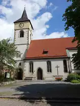 Heutingsheim, Ev. St. Simon und Judas Kirche, sp�tgotische Westturmkirche von 1487 (26.06.2016)