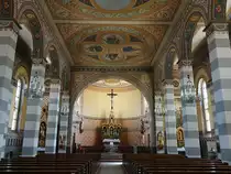 Oberrotweil, Innenraum der St. Johannes Baptist Kirche, erbaut 1835 durch Hans Voss, Ausmahlung im Weinbrenner Stil (14.08.2016)