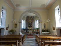 Hausen an der Mhlin, barocker Innenraum der St. Johannes Kirche, erbaut von 1787 bis 1789 (15.08.2016)