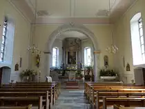 Hausen an der M�hlin, barocker Innenraum der St. Johannes Kirche, erbaut von 1787 bis 1789 (15.08.2016)