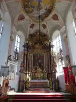 Kirchhofen, Hochaltar von Johann Christian Wentzinger in der Maria Himmelfahrt Kirche, Gem�lde von Simon G�ser (15.08.2016)