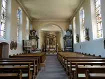 Waltershofen, barocker Innenraum der Pfarrkirche St. Peter und Paul, erbaut von 1816 bis 1819 (15.08.2016)