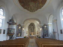 Obergessenbach, neubarocker Innenraum der Pfarrkirche St. Joseph (20.11.2016)