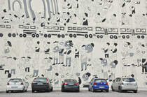 Das Wendebild 20 Jahre Danach an der Brhl-Arkade in Leipzig. Aufnahme: 1. Mai 2017.