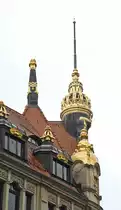 Der restaurierte Jugendstilbau der Commerzbank (2009) an der Stelle des ehemaligen Amtshauses in Leipzig. Aufnahme: 29. April 2017.