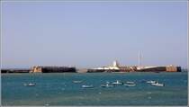 Cdiz. Das Castillo de San Sebastian ist der Altstadt vorgelagert und noch heute ein militrischer Sttzpunkt. 19.04.2017 