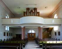 Bombach, Blick zur Orgelempore in der Kirche St.Sebastian, April 2017