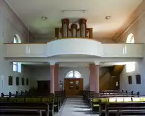 Bombach, Blick zur Orgelempore in der Kirche St.Sebastian, April 2017