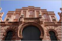 Cdiz. Das Gran Teatro Falla wurde im 19. Jahrhundert im Neomudjarstil errichtet. Hier ist ein Teil der Rckseite des Theaters zu sehen. 19.04.2017