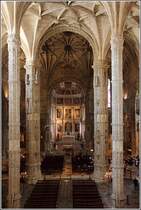 Lissabon. Blick in die Klosterkirche Santa Maria des Hieronymitenklosters (Mosteiro dos Jernimos). Seit 1983 gehrt das Kloster zum UNESCO-Weltkulturerbe. 21.04.2017