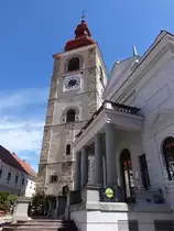 Ptuj, St. Georg Kirche und Stadttheater am Slovenski Platz (04.05.2017)