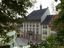 Tiengen am Hochrhein, Blick von der Schloterrasse zum Rathaus, Sept.2015