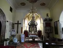 Camporosso, barocker Altar und Kanzel in der San Pietro Kirche (05.05.2017)