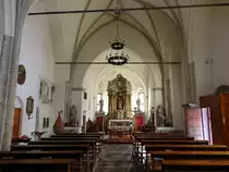 Malborghetto, Innenraum der Pfarrkirche St. Maria, Kirchenschiff mit Netzrippengew�lbe (05.05.2017)