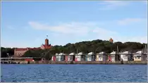 Flensburg. In der N�he der Marineschule M�rwik befindet sich die Marina Sonwik mit ihren bunten Wasserh�usern. 05.07.2017