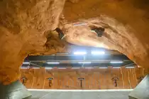 Seit fast 50 Jahren dienen die Stationen der Untergrundbahn der k�nstlerischen Avantgarde als Spielwiese. Mittlerweile sind von den 100 Bahnh�fen mehr als zwei Drittel in irgendeiner Weise k�nstlerisch gestaltet. Auf dem Bild: U-Bahnhof �R�dhuset� (Rathaus). Aufnahme:28. Juli 2017.