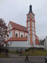 Geiselh�ring, Pfarrkirche St. Peter und Erasmus, erbaut von 1761 bis 1764 durch Georg Fischer (26.12.2016)