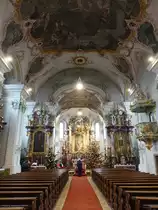 Geiselh�ring, Rokoko Innenraum der Pfarrkirche St. Peter und Erasmus, Stuckaturen und Stuckmarmoralt�re von Franz Xaver Feuchtmayer, Fresken und Altarbl�tter von Matth�us G�nther (26.12.2016)