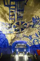 K�nstlerarbeiten an der Station T-Centralen. Jeder U-Bahnhof in Stockholm ist anders. Und jeder ist sehenswert. Die Metro gilt als l�ngste Galerie der Welt.
Aufnahme: 28. Juli 2017.