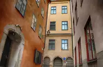 H�user in der Stockholmer Altstadt. Was heute als �Gamla stan� bezeichnet wird, war �ber viele Jahrhunderte das eigentliche Stockholm. 
Aufnahme: 28. Juli 2017.
