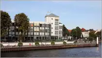 Bremen. Das Hotel Strandlust im Stadtteil Vegesack liegt direkt an der Weser. 23.08.2017