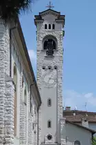 Der Glockenturm der katholischen Kirche Chiesa Parrocchiale  Santa Croce  in Malpensata. (Juli 2010)