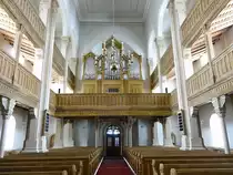 Eibenstock, Orgelempore in der Ev. Stadtkirche, Orgel erbaut durch Urban Kreuzbach (19.02.2017)