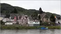 Spay. Der Ort geh�rt zur Verbandsgemeinde Rhein-Mosel. Bekannt ist er wegen seiner Fachwerkbauten, wie hier am Rheinufer. Der Ort ist Teil des UNESCO-Welterbes Oberes Mittelrheintal. 15.09.2017