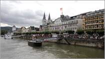 Boppard. Die Rheinalle mit den bei Trmen der St.-Severus-Kirche im Hintergrund. Seit 2002 Teil des UNESCO-Welterbes Oberes Mittelrheintal. 15.09.2017