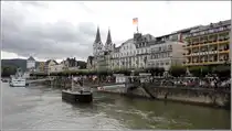 Boppard. Die Rheinalle mit den bei T�rmen der St.-Severus-Kirche im Hintergrund. Seit 2002 Teil des UNESCO-Welterbes Oberes Mittelrheintal. 15.09.2017