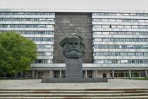 Das Karl-Marx-Monument in Chemnitz (frher Karl-Marx-Stadt), im Oktober 2017.