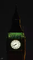 Die Turmspitze des Uhrenturmes  Big Ben  in London. (M�rz 2013)