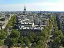 Paris, Blick vom Arc de Triomphe in Richtung Eiffelturm. Links die Avenue d’I�na, rechts die Avenue Kl�ber - 06.05.2008