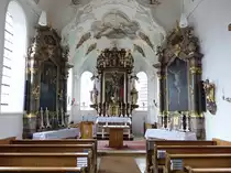 Hittenkirchen, barocke Alt�re in der St. Bartholom�us Kirche (26.02.2017)