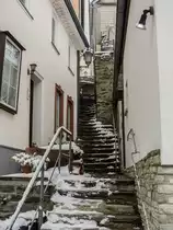 Eine enge Treppegasse in Kronberg. Aufnahmedatum: 21.01.2013